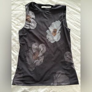 Simons Black Floral Tank Top